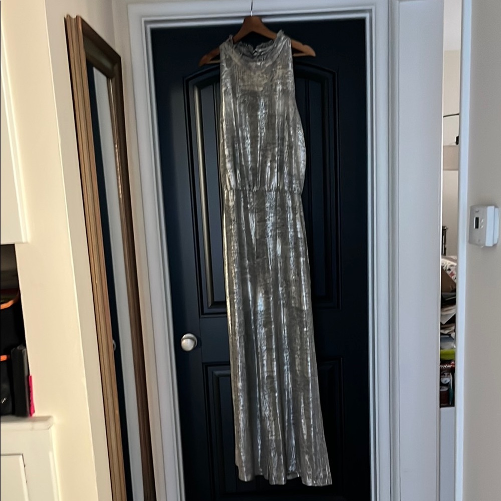 Vince Camuto Silver/Gold Pleated Halter Jumpsuit